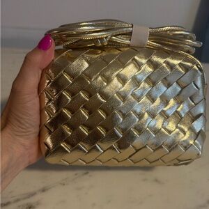 Gold Woven Leather Bag